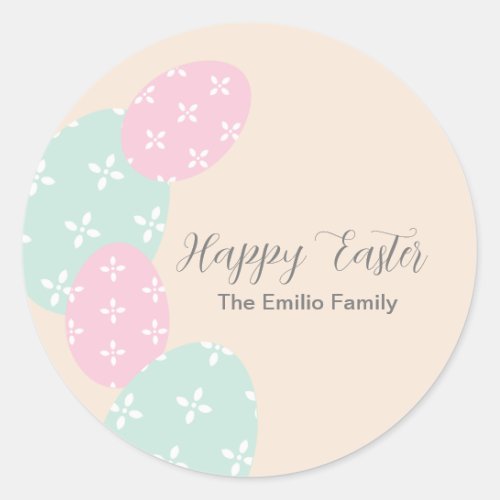 Happy Easter Eggs Pastel Birthday  Classic Round Sticker