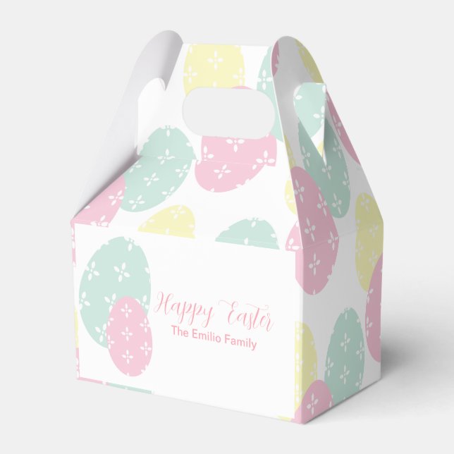 Happy Easter Eggs Pastel Birthday Favor Box (Front Side)