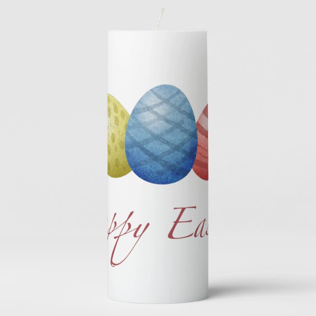 Happy Easter eggs  Pillar Candle (Front)