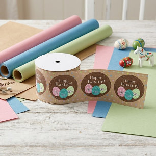 Happy Easter Eggs Polkadots Gift Wrap Ribbon