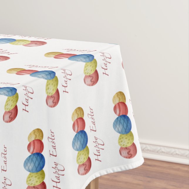Happy Easter Eggs Tablecloth – Colorful Festive  (In Situ)