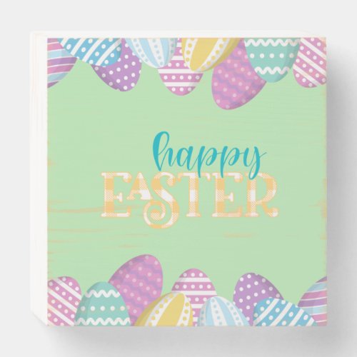 Happy Easter Eggs Wall Art Wooden Box Sign