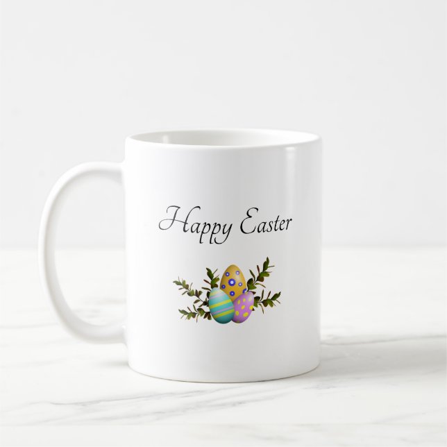 Happy Easter Elegant Decorated Eggs  Coffee Mug (Left)