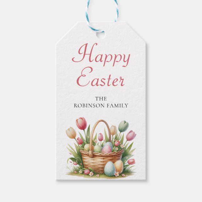 Happy Easter Elegant Floral Modern  Gift Tags (Front)