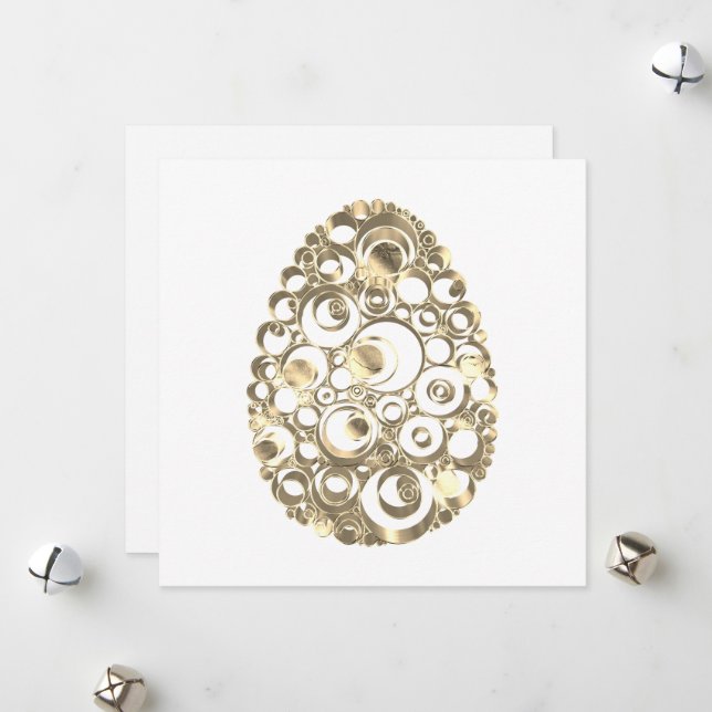 Happy Easter Elegant Gold Look Easter Egg Holiday Card (Front/Back In Situ)