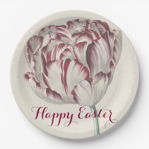 Happy Easter  Elegant Vintage Fine Art Tulip Paper Plates