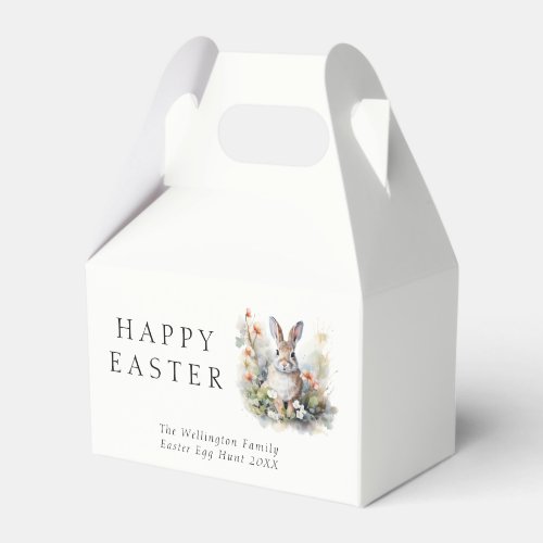 Happy Easter Elegant Watercolor Bunny Custom Name Favor Boxes