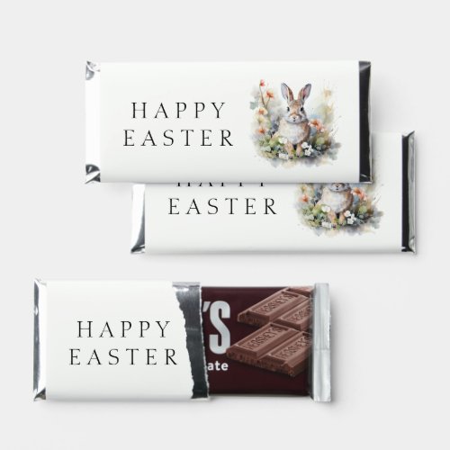 Happy Easter Elegant Watercolor Bunny Custom Name Hershey Bar Favors