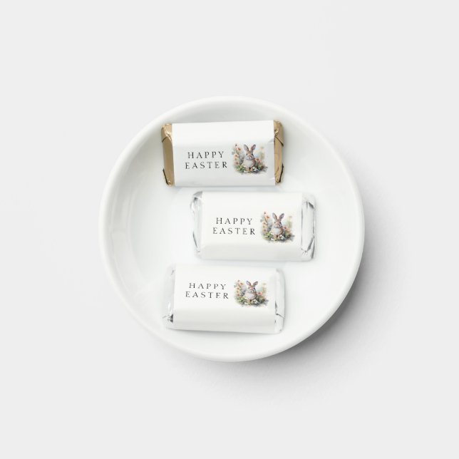 Happy Easter Elegant Watercolor Bunny Custom Name Hershey's Miniatures (Plate)