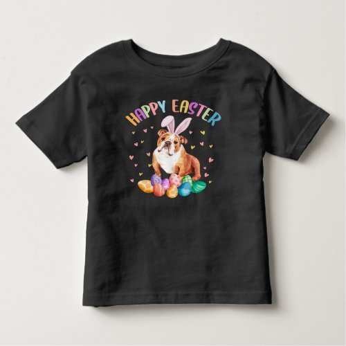  Happy Easter English Bulldog Bunny Pet Lover   Toddler T_shirt