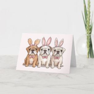 Happy Easter English Bulldogs Holiday Card