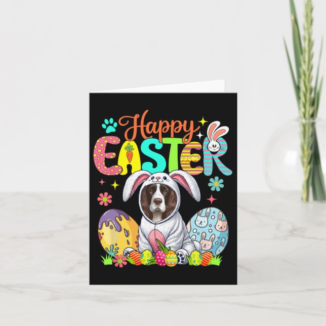 Happy Easter English Springer Spaniel Cosplay Bunn Card (Front)