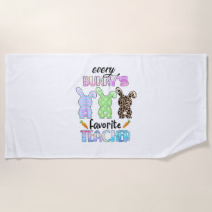 Happy Easter Every Bunny Is Favorite Teacher Rabbi Beach Towel