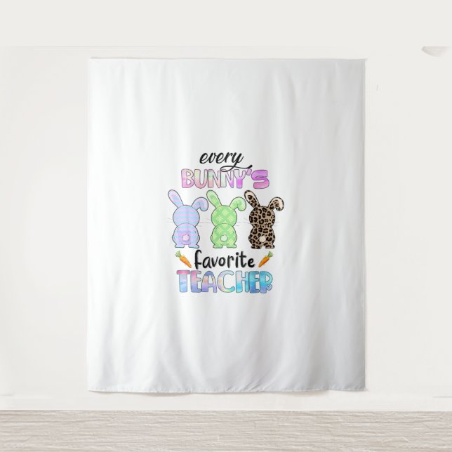 Happy Easter Every Bunny Is Favorite Teacher Rabbi Tapestry (Front)