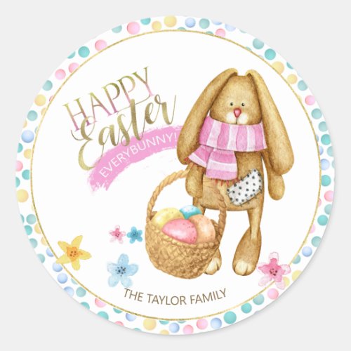 Happy Easter Everybunny ID640 Classic Round Sticker