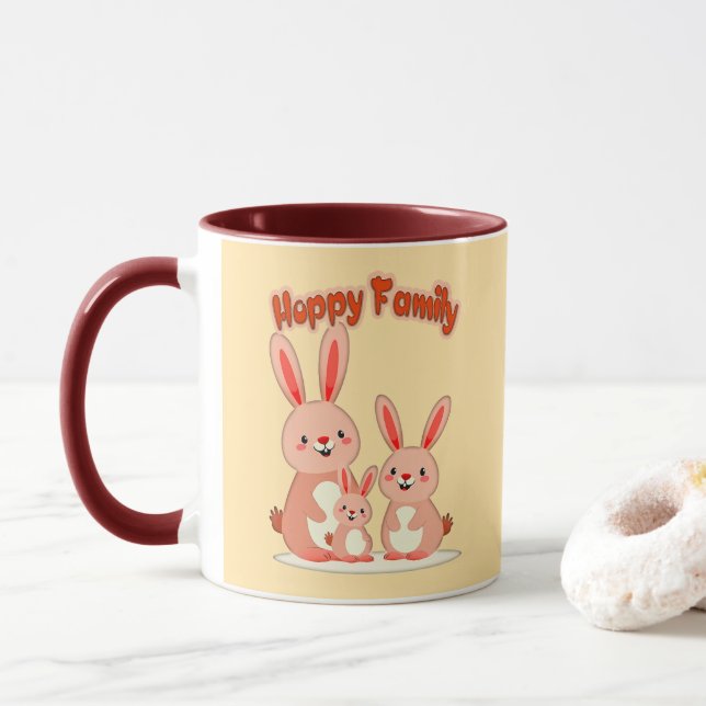 Happy Easter Family – Cute Bunny - caneca Mug (With Donut)