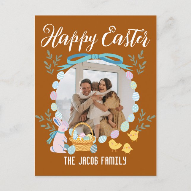 Happy Easter family,easter bunny family one photo Holiday Postcard (Front)