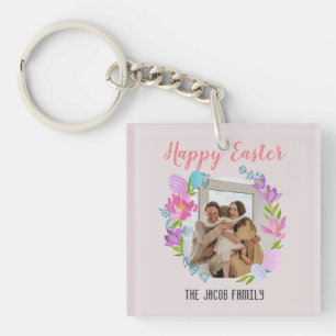 Happy Easter family,easter bunny family one photo Keychain
