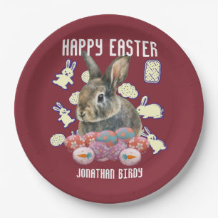 Happy Easter family, easter bunny, personalize Paper Plates