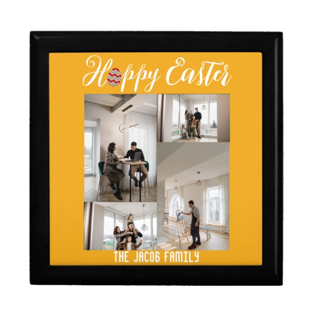 Happy Easter family, easter four photo collage  Gift Box (Front)