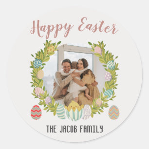 Happy Easter family, happy family one photo Classic Round Sticker