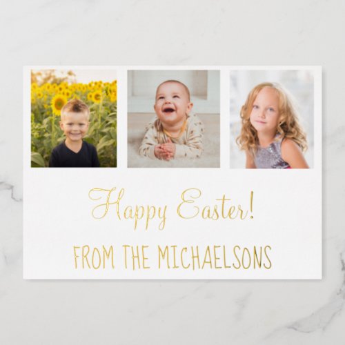 Happy Easter Family Photo Foil Holiday Card