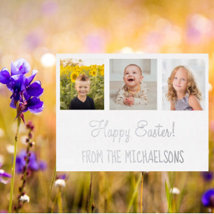 Happy Easter Family Photo Foil Invitation Postcard