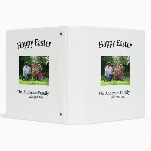 Happy Easter family photo name text reunion simple 3 Ring Binder