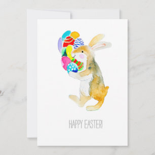 Happy easter , Fanny rabbit and eggs Holiday Card
