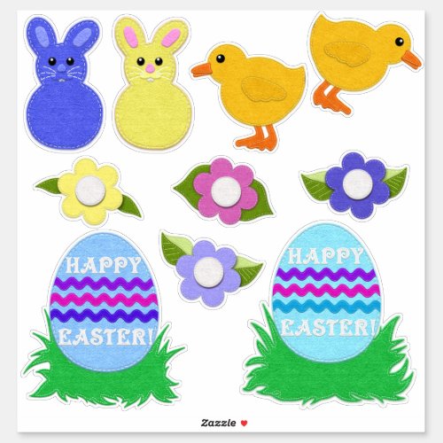 Happy Easter Faux Felt White or Clear Sticker