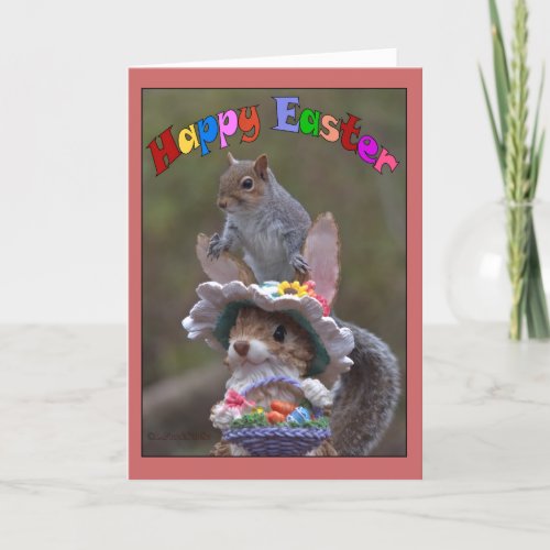 Happy Easter Featuring cute funny image of Squirr Holiday Card
