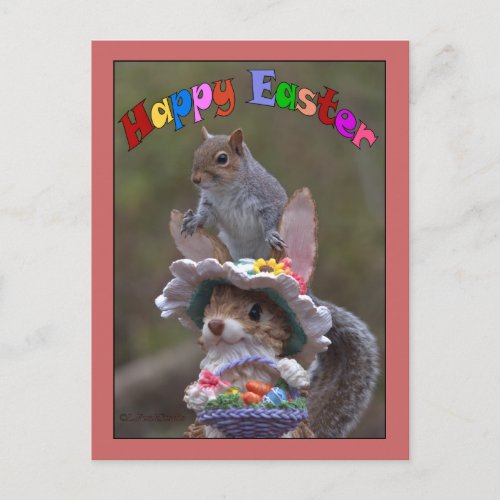 Happy Easter Featuring cute funny image of Squirr Holiday Postcard
