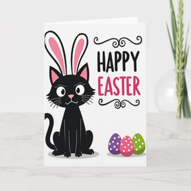 Happy Easter Feline Art Card (Front)