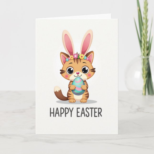 Happy Easter Feline Friend Card (Front)