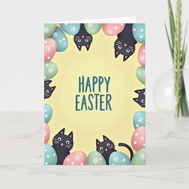 Happy Easter Feline Friends Card (Front)