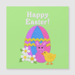 Happy Easter Felt Look Easter Egg Bunny Chick