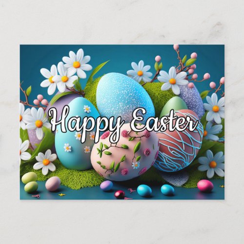  Happy Easter Festive Decoration Eggs Postcard