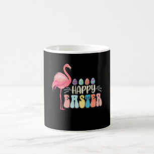 Happy Easter Flamingo Bunny Egg Basket Coffee Mug