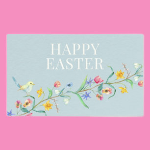 Happy Easter floral bird Rectangular Sticker