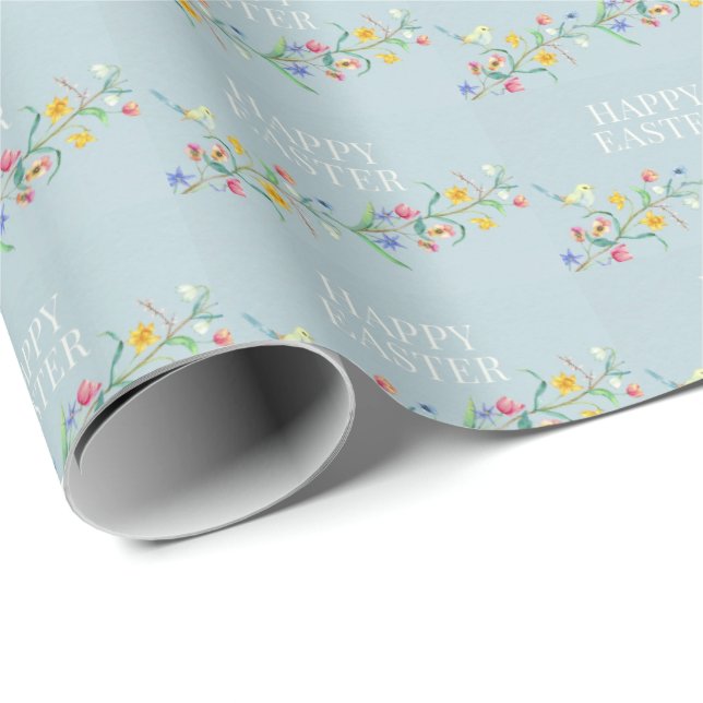 Happy Easter floral birds Wrapping Paper (Roll Corner)