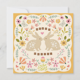 Happy Easter Floral Bunny Card – Cute Spring Easte