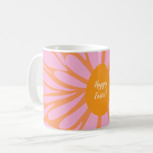 Happy Easter floral burst orange egg Coffee Mug