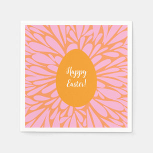 Happy Easter floral burst orange egg Napkins