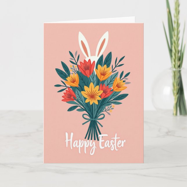 Happy Easter Floral Design Card (Front)