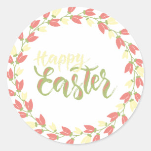 Happy Easter floral/flowers Classic Round Sticker