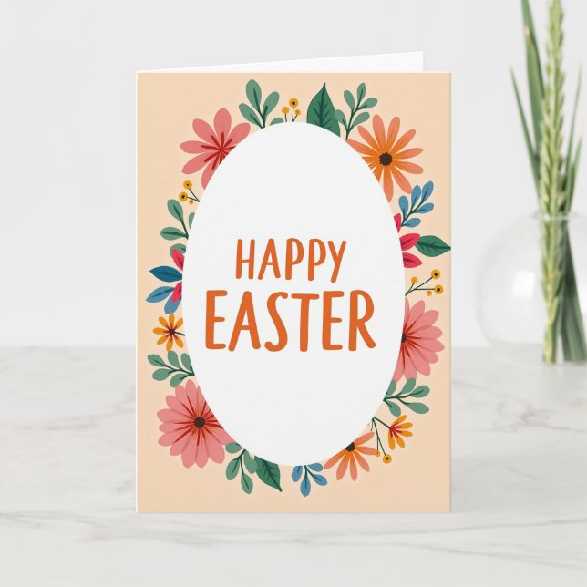 Happy Easter Floral Frame Card (Front)