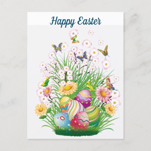 Happy Easter Floral   Holiday Postcard