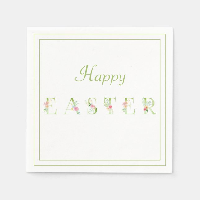 Happy Easter Floral Print Napkins (Front)