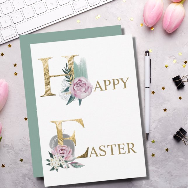 Happy Easter Floral Watercolor Card (Creator Uploaded)