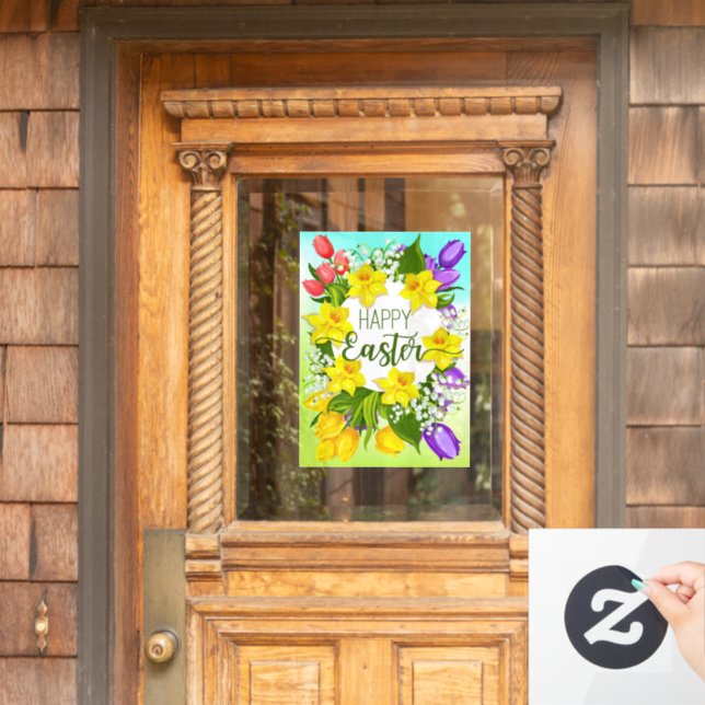 Happy Easter Floral  Window Cling (Home Door)